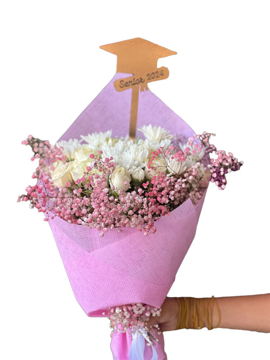 Graduation bouquet pinky